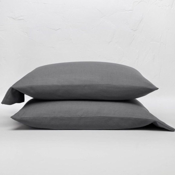 Casaluna Other - Standard 100% Washed Linen Solid Pillowcase Set Dark Gray - Casaluna